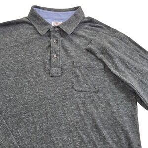 Faherty‎ Brand Long Sleeve Polo Shirt Gray Heathered Cotton Blend Mens Large